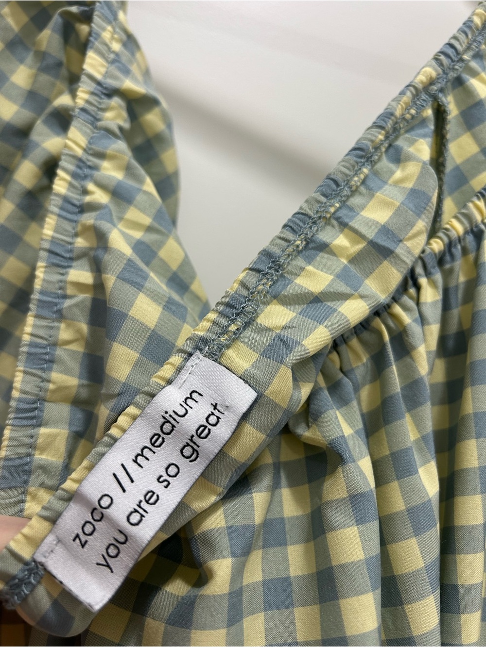 Zoco Puff Sleeve Tiered Maxi Dress Blue & Yellow Gingham Medium Never worn - Picture 4 of 5